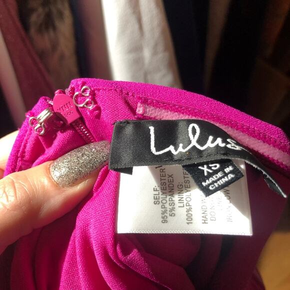 NEW LULUS fuchsia off shoulder skater dress XS - Picture 4 of 7
